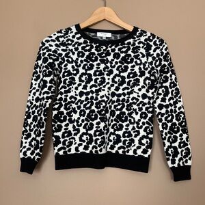 {Milly Minis} Cheetah Print Crewneck Sweater in Black & White - Girls 10